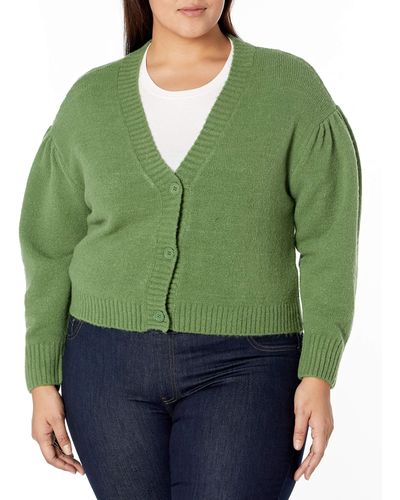 Kendall + Kylie Kendall + Kylie Plus Size Cropped Cardigan - Green