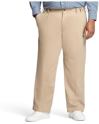 Izod Big And Tall Performance Stretch Pleated Pant - Natural