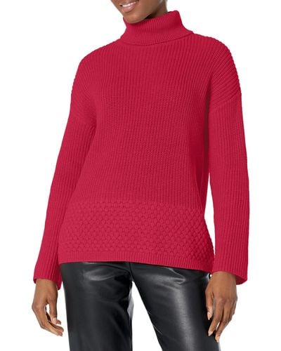 Calvin Klein Bobble Stitch Long Sleeve Sweater - Red