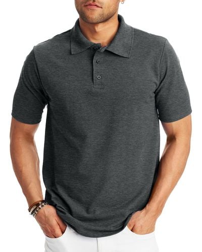 Hanes Mens Short Sleeve X-temp W/ Freshiq Polo Shirt - Gray
