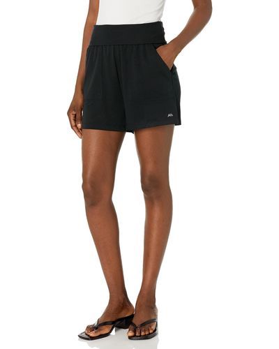 Andrew Marc Mid Thigh Length Relaxed Fit Standard Rise Fold-over Waistband Lounge Short - Black