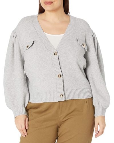 Kendall + Kylie Kendall + Kylie Plus Size V-neck Cardigan With Pocket - Gray