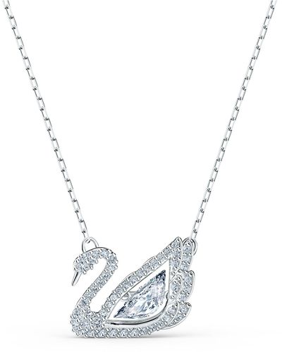 Swarovski Dancing Swan Pendant Necklace - Metallic