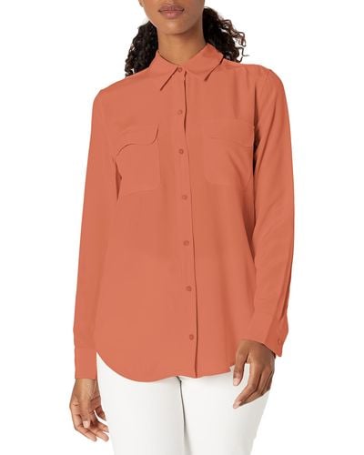 Equipment Womens Slim Signature Shirt Blouse - Orange