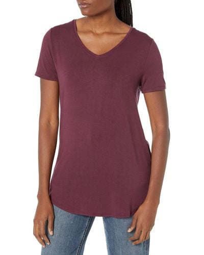 Amazon Essentials Relaxed-fit Short-sleeved V-neck Tunic - Purple