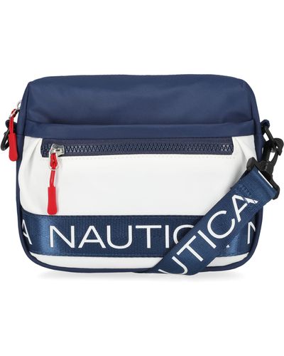 Nautica Nylon Bean Crossbody/belt Bag With Adjustable Shoulder Strap - Blue