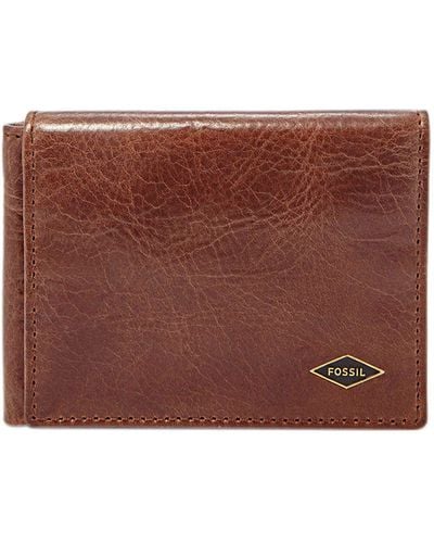 Fossil Ryan Leather Rfid-blocking Execufold Trifold Wallet - Brown