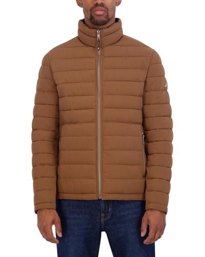 Nautica Stretch Reversible Midweight Puffer Jacket - Brown