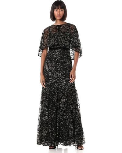 Adrianna Papell Glitter Velvet Gown Set 2pcs - Black