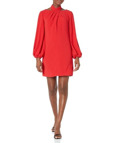 Trina Turk Long Sleeve Dress With Cutouts - Red