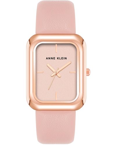 Anne Klein Vegan Leather Strap Watch - Pink