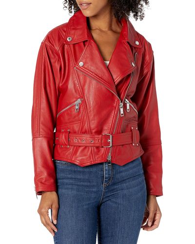 Hudson Jeans Jeans Leather Jacket - Red