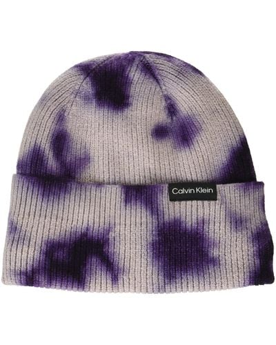 Calvin Klein Soft Designer Everyday Essential Beanie Hat - Purple