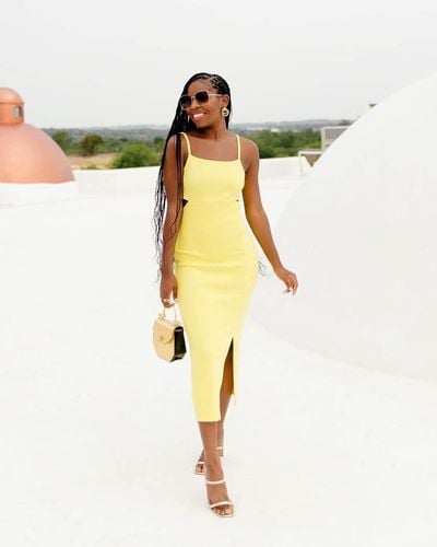 The Drop Lemon Cutout Slip Dress By @ayeciara - Yellow
