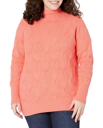 Amazon Essentials Funnel Neck Cable Sweater - Pink