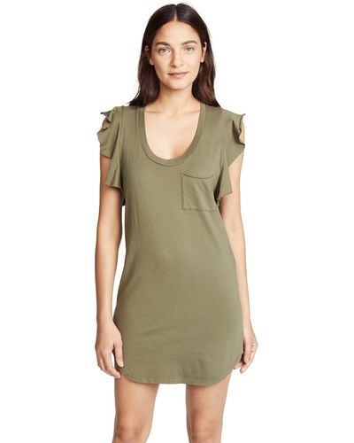 Pam & Gela Flutter Sleeve Scoop Neck Dress - Green