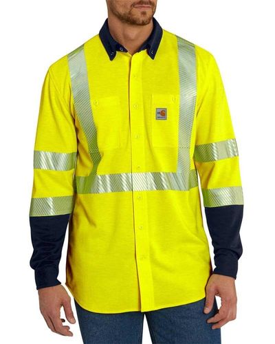 Carhartt Big & Tall Flame Resistant Hi Vis Force Hybrid Shirt Class 3 - Yellow
