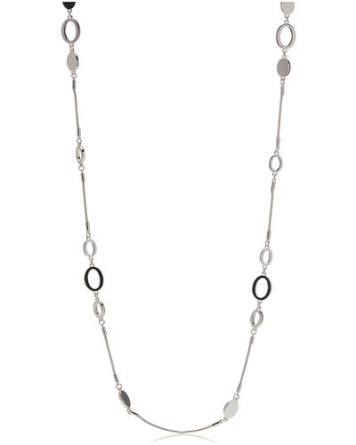 Nine West Silver Womens Male Tone Long Strand Necklace - Metallic