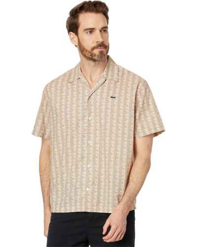 Lacoste S Button Up Shirt Brown Xl - Natural