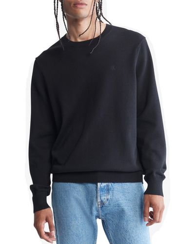Calvin Klein Solid Supima® Cotton Crewneck Sweater - Gray