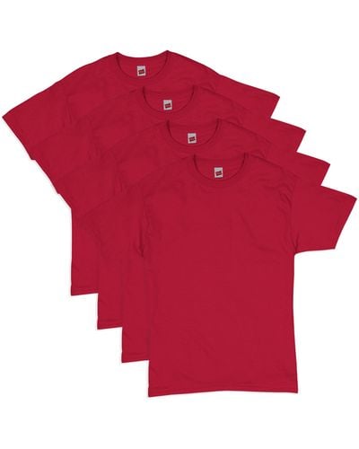 Hanes Mens Essentials Short Sleeve T-shirt Value Pack - Red