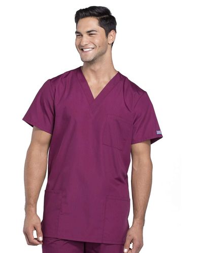 CHEROKEE Big And Tall Originals V-neck Scrubs Shirt - Purple