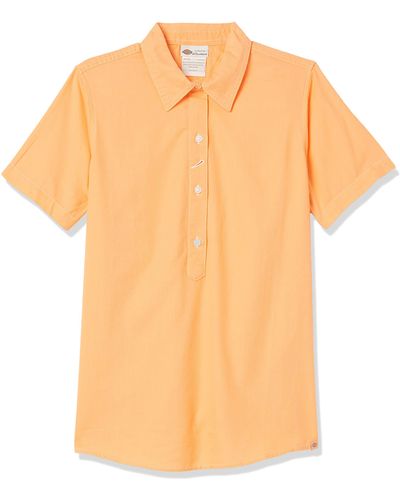 Dickies Short Sleeve Woven Popover Shirt With 3 Buttons - Orange