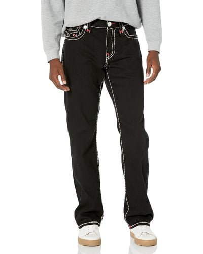 True Religion S Ricky Double Raised Super T Flap Straight Jeans - Black