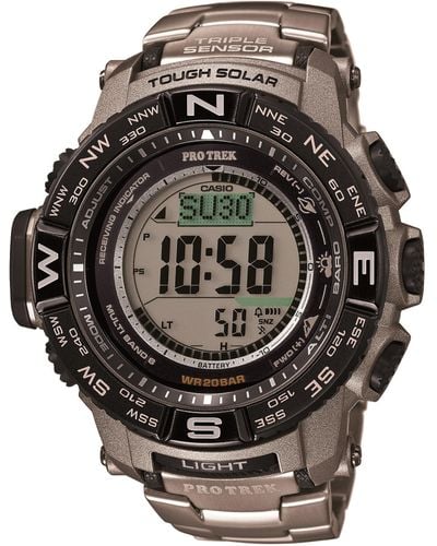 G-Shock Pro Trek Prw-3500t-7cr Tough Solar Triple Sensor Digital Sport Watch - Metallic