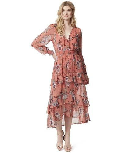 Jessica Simpson S Tiered Long Maxi Dress Beige S - Multicolor