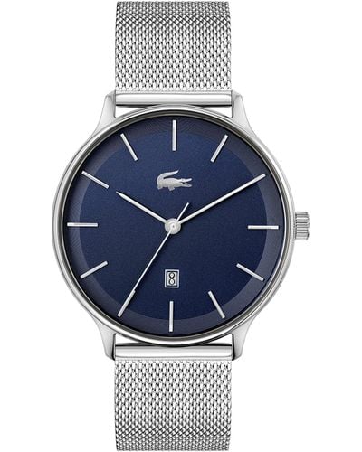 Lacoste Montre Analogique à Quartz pour avec Bracelet milanais en Acier Inoxydable argenté - 2011200 - Bleu