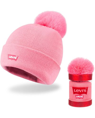Levi's Cuffed Beanie With Pom - Pink