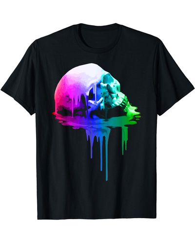 Perry Ellis Melting Skull In Vivids Colors For T-shirt - Black