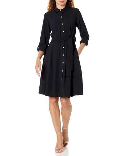 Tommy Hilfiger Long Sleeve Button Through Shirtdress - Black