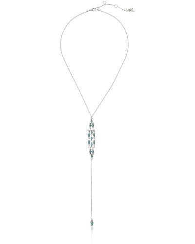 Lucky Brand Turquoise Set Stone Y Necklace - White