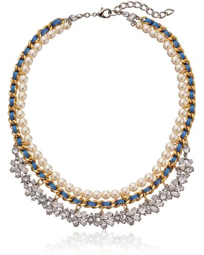 Ben-Amun Woven Pearl And Petite Crystal Chain Necklace - Metallic