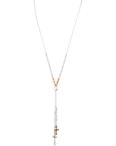 Lucky Brand Cross Charm Y Necklace - White