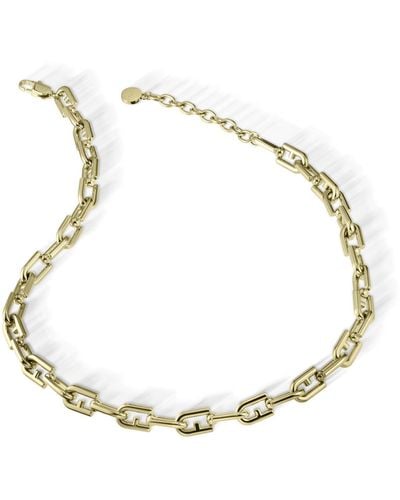 Furla Chained Logo Necklace - Metallic