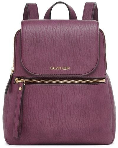 Calvin Klein Reyna Novelty Key Item Flap Backpack - Purple
