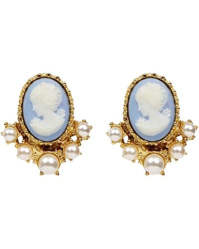 Ben-Amun Cameo Collection Earrings Fashion Jewelry For - Blue