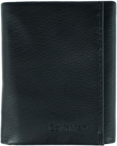 Calvin Klein Rfid Leather Trifold Wallet - Black