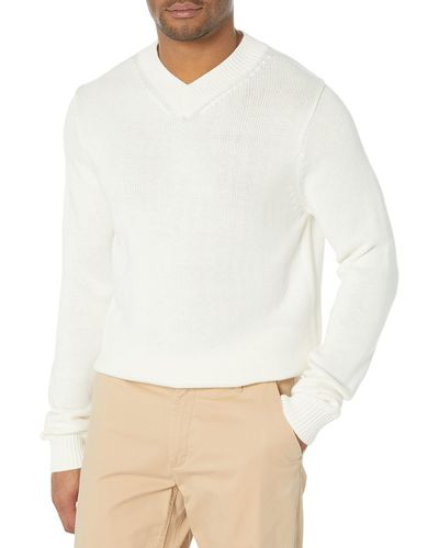 Amazon Essentials Regular-fit V Neck Sweater - White