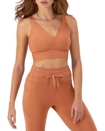 Champion , , Moisture Wicking, Longline Strappy Sports Bra For , Canyon Red - Brown