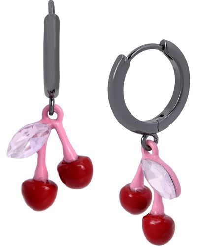 Betsey Johnson Cherry Huggie Earrings - Red