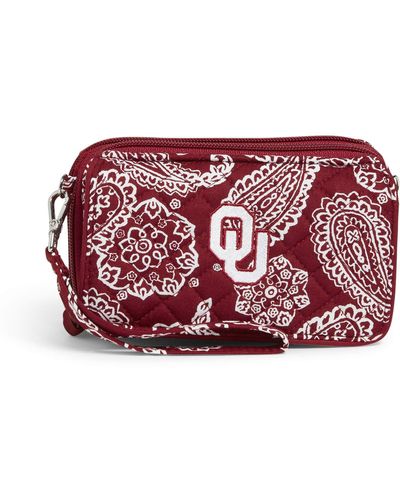 Vera Bradley Cotton Collegiate All In One Crossbody Purse With Rfid Protection - Red