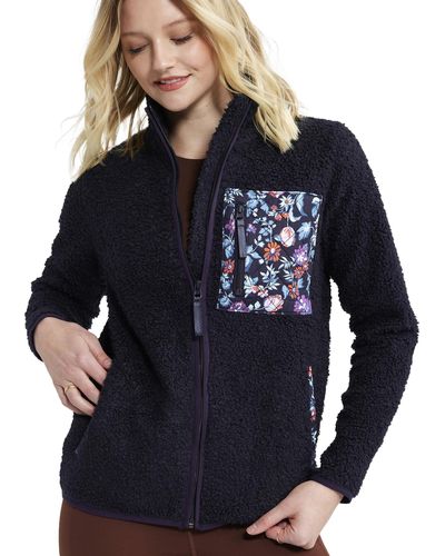 Vera Bradley Fleece Zip-up Sweatshirt With Pockets - Blue