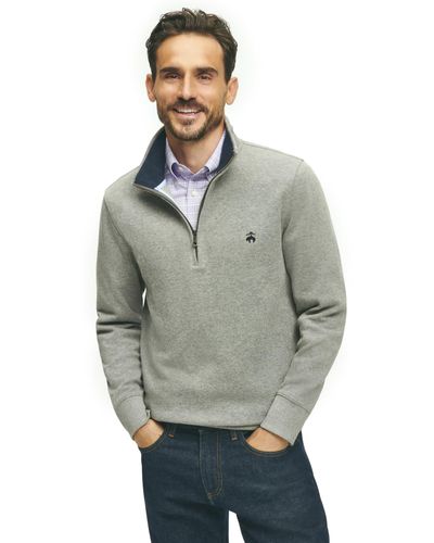 Brooks Brothers Ribbed French Terry Half-zip - Gray