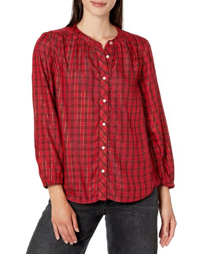 Tommy Hilfiger Button Up Plaid Lurex Shirt - Red
