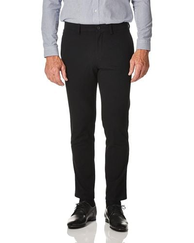 Kenneth Cole Four-way Stretch Solid Twill Slim Fit Flat Front Chino - Black
