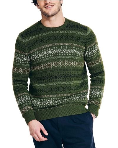 Nautica Fair Isle Crewneck Sweater - Green
